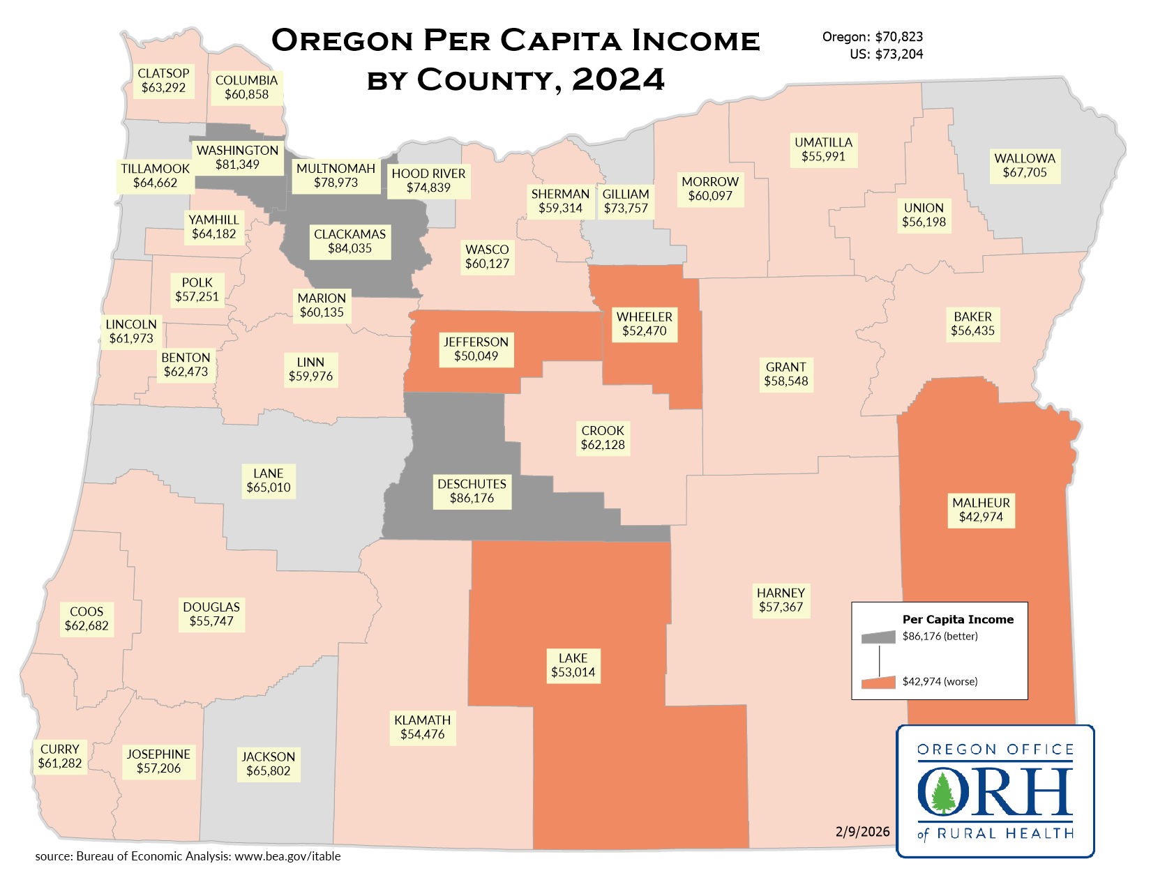 Per capita income per county 2-2025