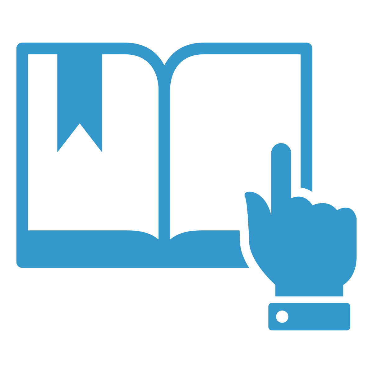 Icon of a finger pointing at a book