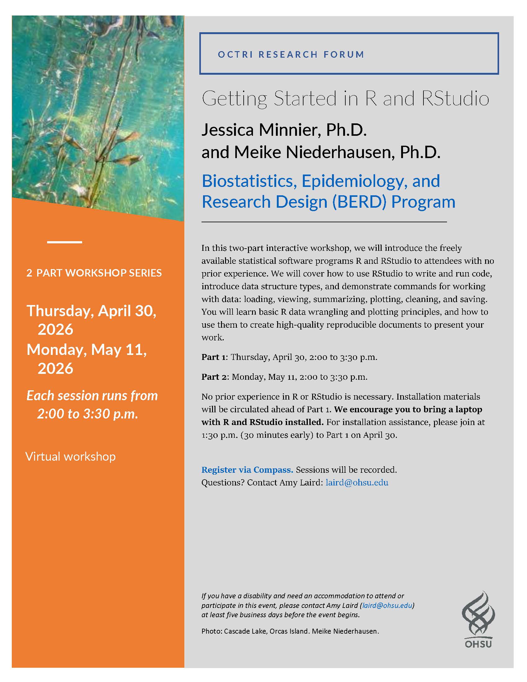 Flyer for Getting Started in R and RStudio workshop series