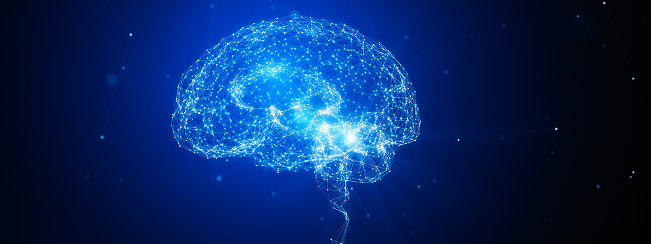 Abstract image of the brain using pinpoints of light.