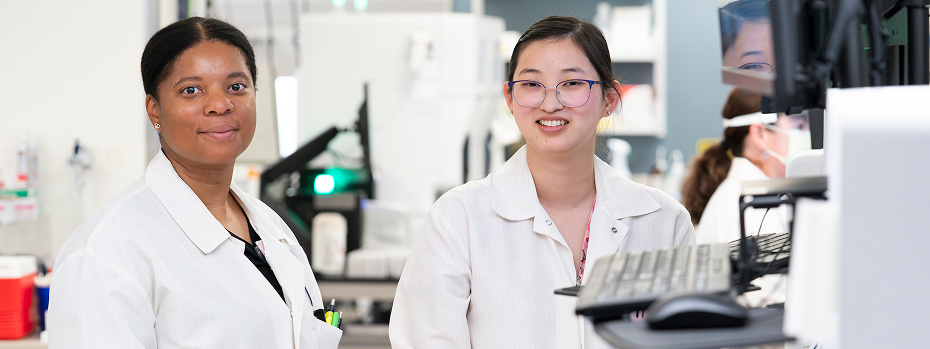 OHSU transfusion medicine fellows train with highly skilled laboratory technicians in our blood bank lab.