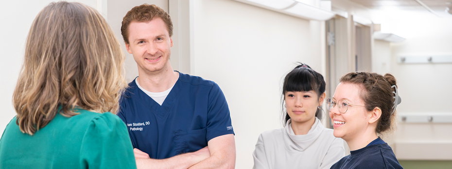 OHSU pathology residents and fellows train together on subspecialty rotations.]