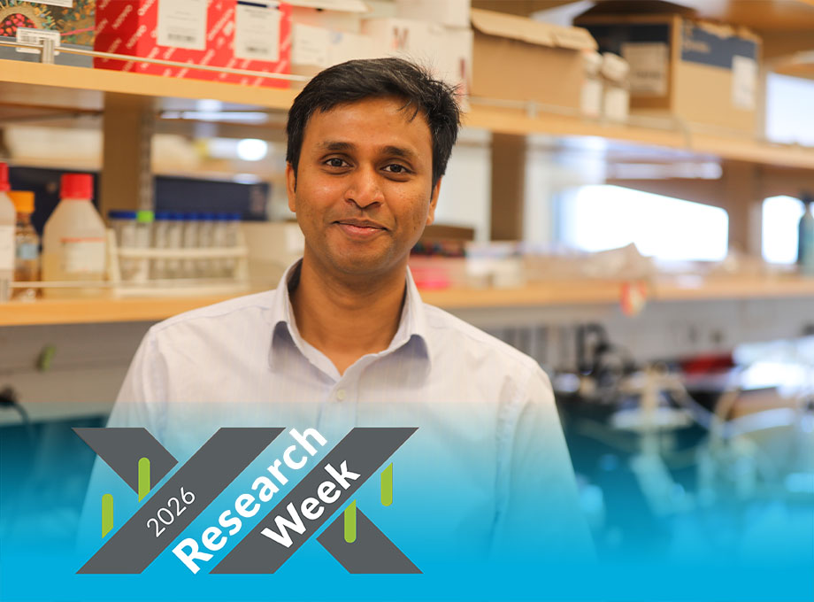 Dr Manideep Chavali in his lab