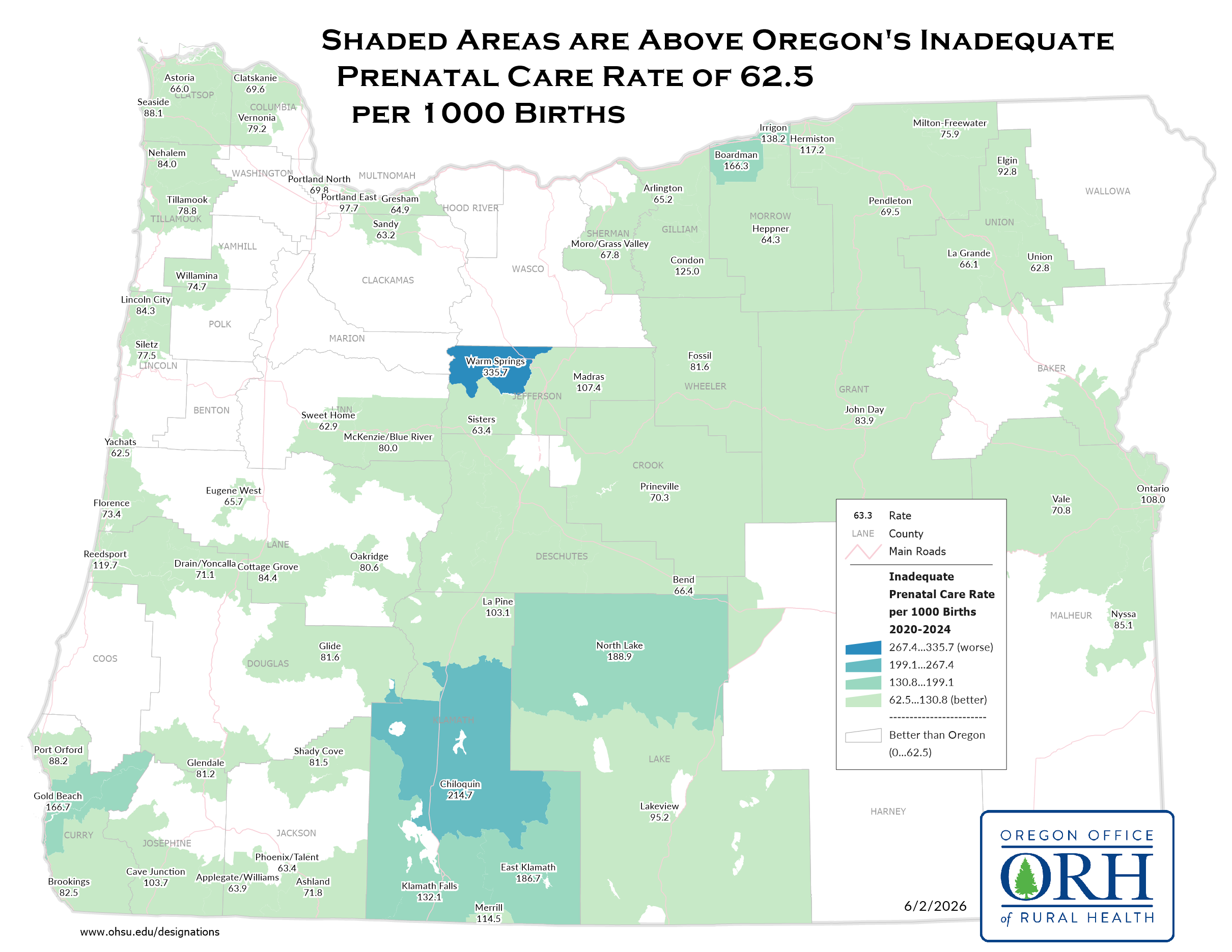 2026 Inadequate Prenatal Care Map