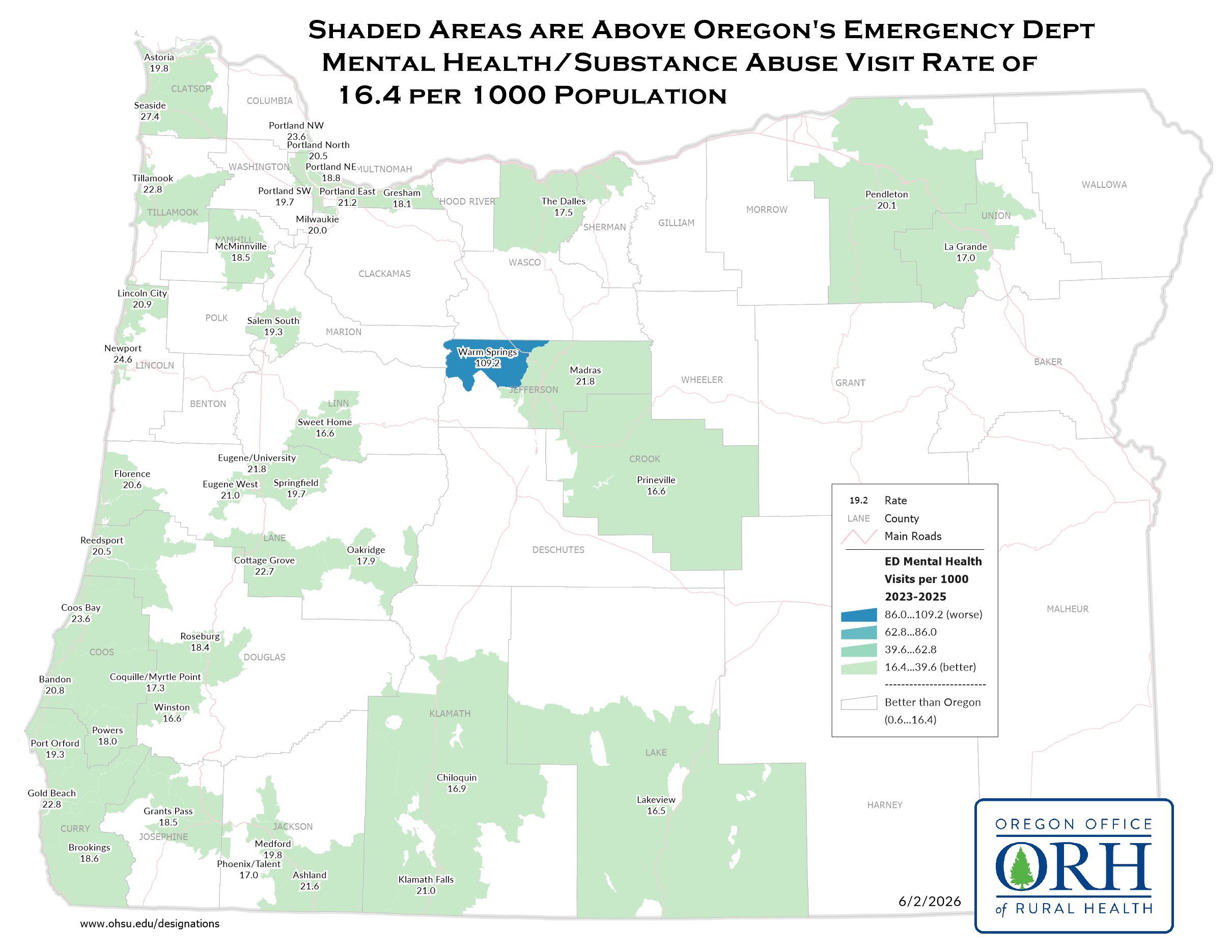 Emergency Department Mental Health/Substance Abuse Visit Map