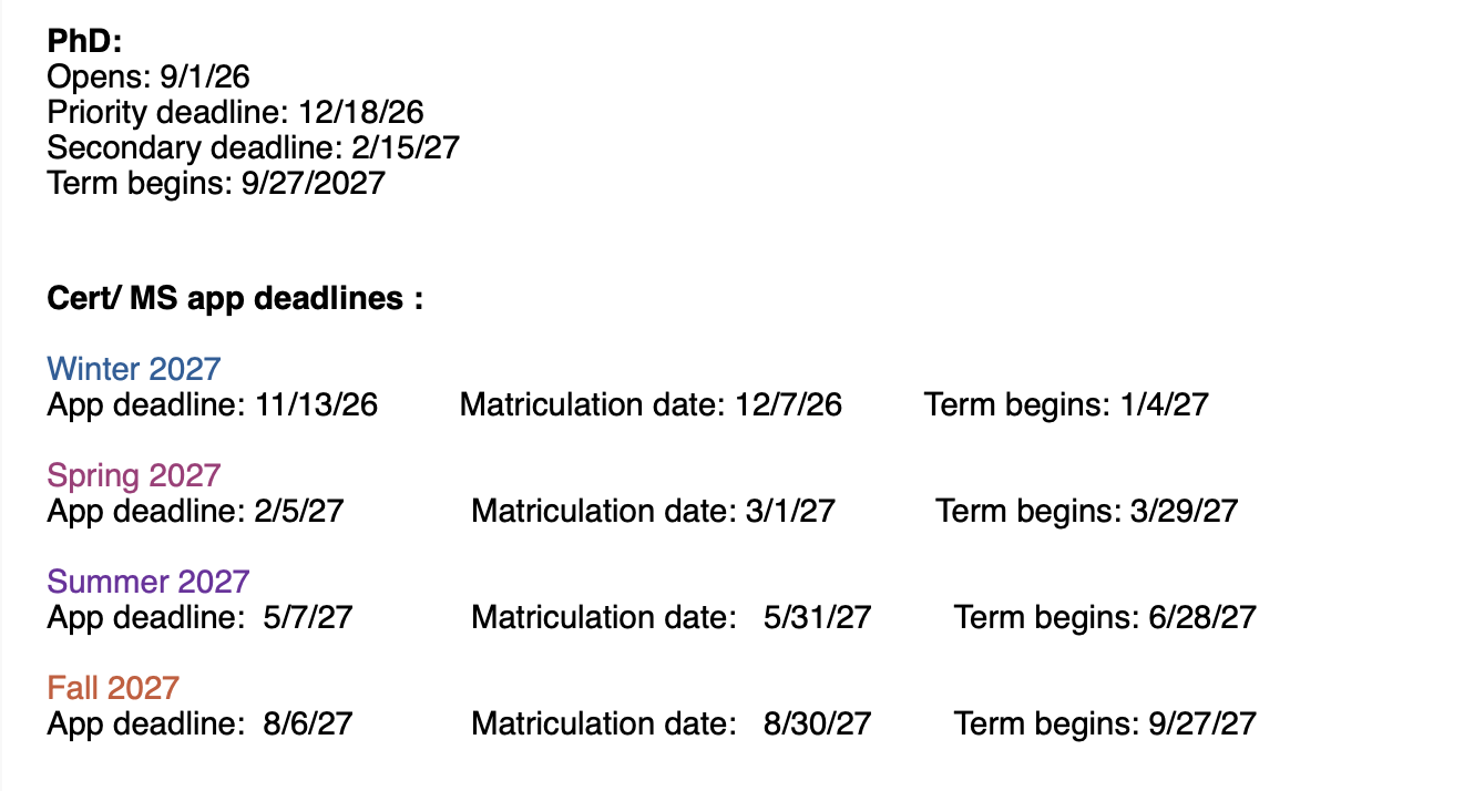 2026 2027 application deadlines