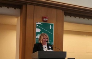 Dr. Andrea Cedfeldt giving remarks at the 2026 Faculty Development Summit