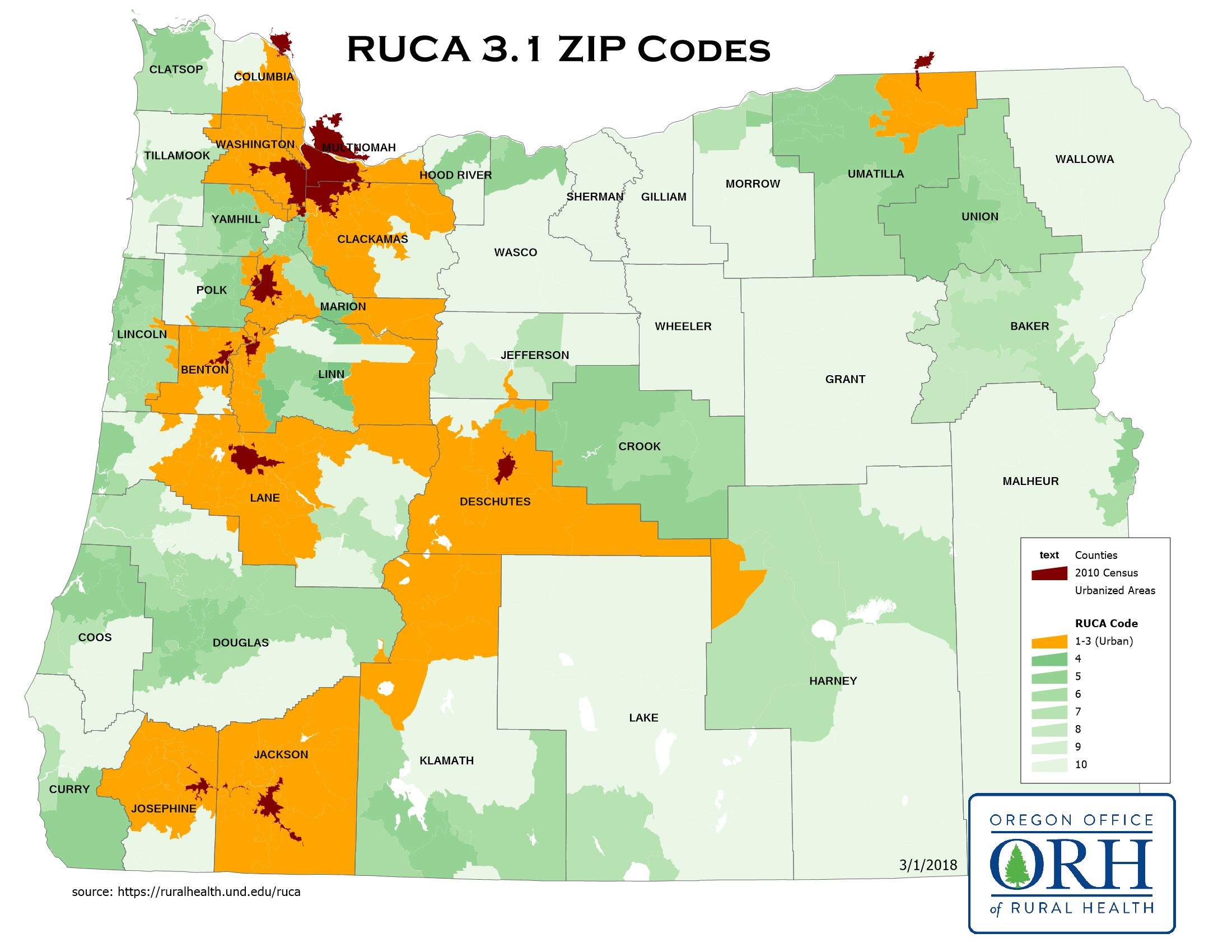 RUCA 3.1 ZIP map