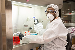 Researcher in his lab