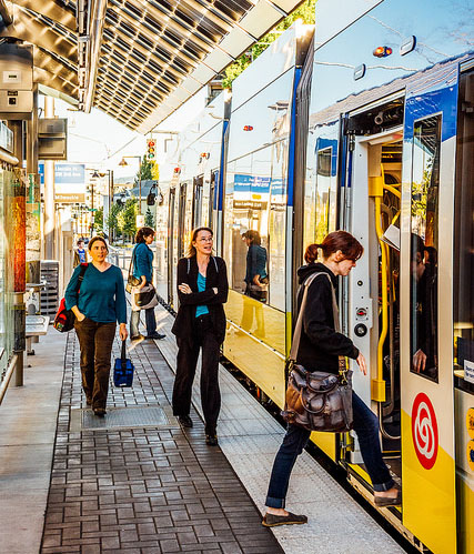 Passengers boarding Trimet MAX