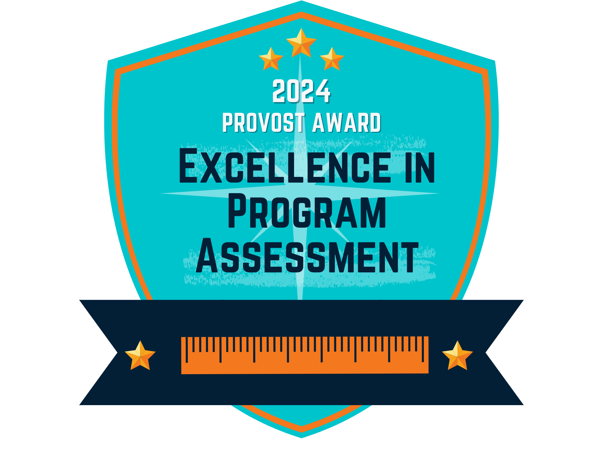 A graphic icon with a teal background and the words "2024 Provost Award: Excellence in Program Assessment"